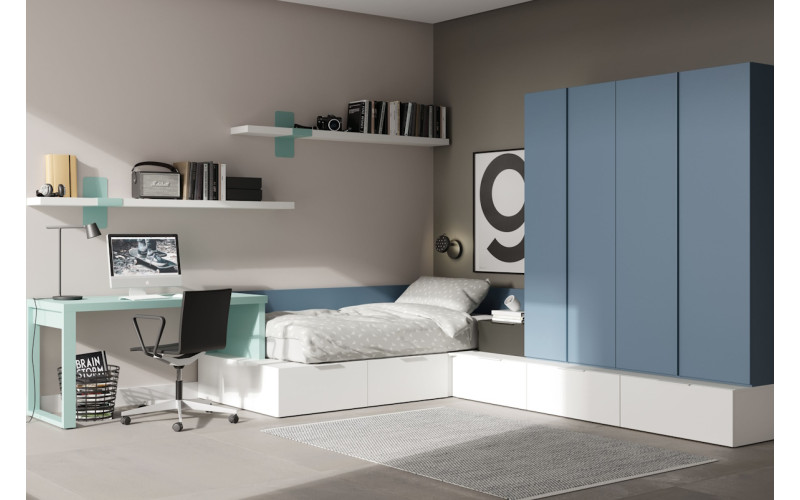 Dormitorio juvenil moderno cama individual de Lagrama 29