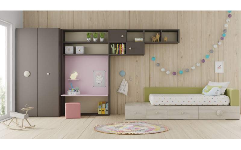 Dormitorio juvenil moderno cama individual de Lagrama 26