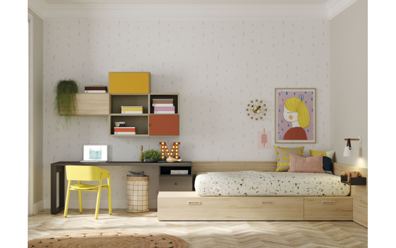 Dormitorio juvenil moderno doble cama de Lagrama 25