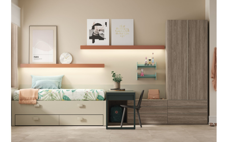 Dormitorio juvenil moderno cama compacta de Lagrama 21