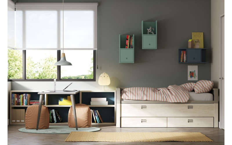 Dormitorio juvenil moderno cama compacta de Lagrama 20