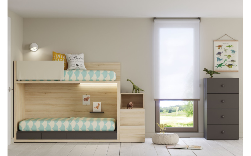 Dormitorio juvenil moderno cama litera de Lagrama 06A