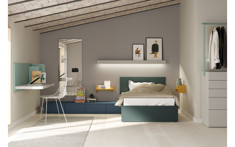 Dormitorio juvenil moderno cama individual de Lagrama 19