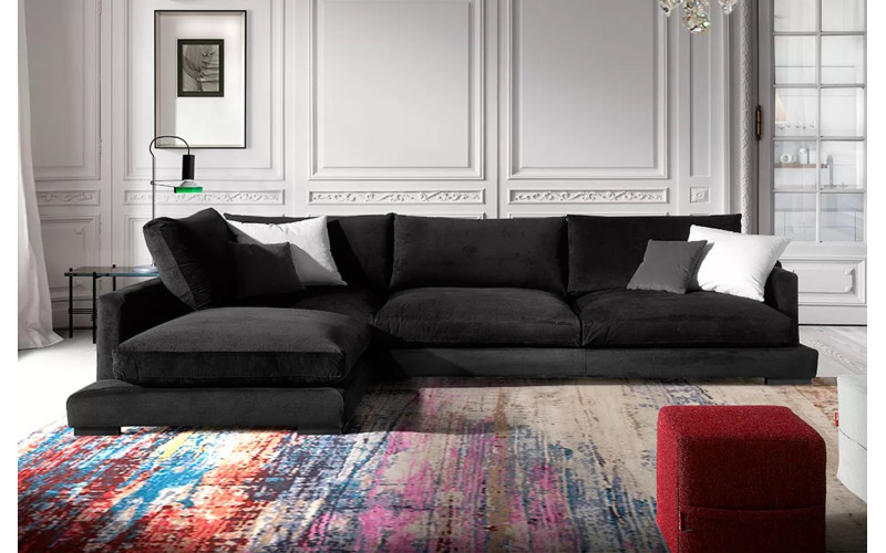 Sofá chaiselongue moderno con asientos fijos modelo Times diseño minimalista de Afos Sofás