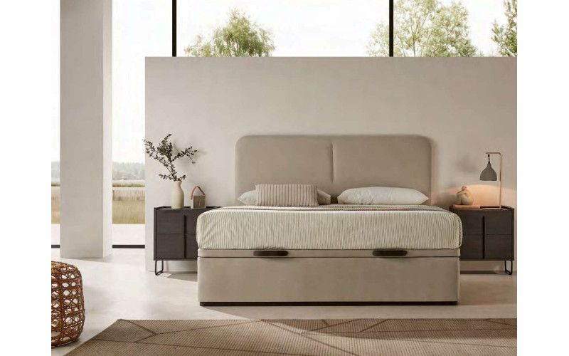 Canapé Premium CONT con zócalo y tapa tapizado a juego con la estructura para un diseño más integrado dentro del dormitorio