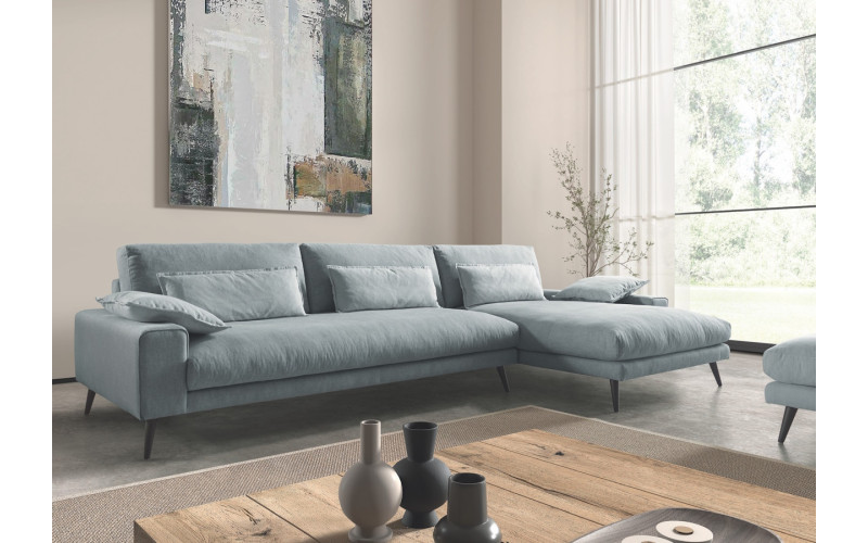 Sofá con chasielongue moderno modelo Dallas con diseño minimalista asientos fijos de Pedro Ortiz