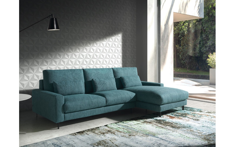 Sofá con chaiselongue moderno modelo Aereo con diseño minimalista y asientos fijos de Eneas by Xirivella