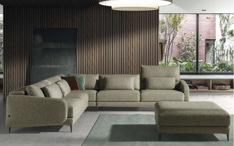 Sofá rinconera moderna modelo Venice con asientos fijos y con un diseño minimalista de Eneas by Xirivella