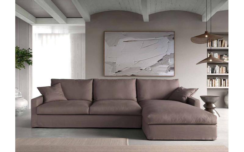 Sofá desenfundable con chaiselongue moderno modelo Versalles con asientos fijos de Eneas By Chirivella