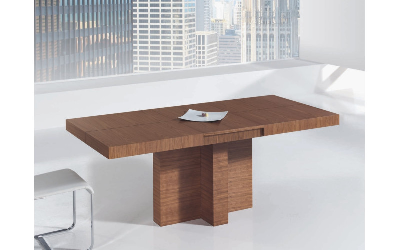 Mesa de comedor extensible y columna central con diseño moderno modelo Totem de Indesan