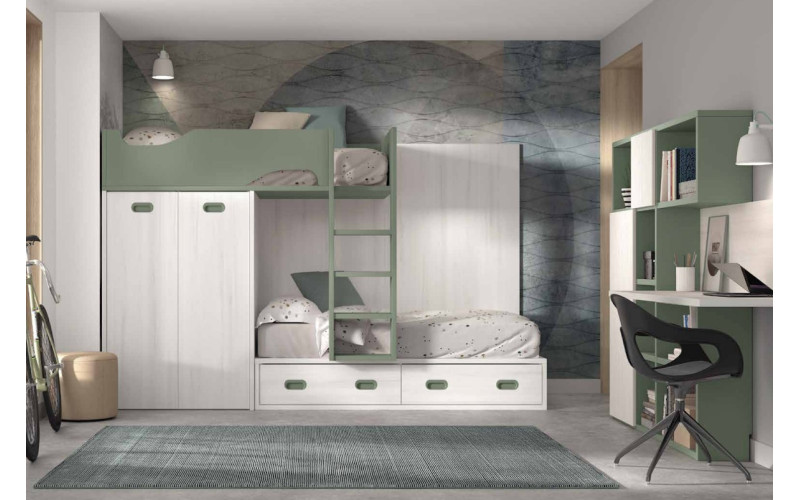 Dormitorio juvenil litera tren de Glicerio F-214