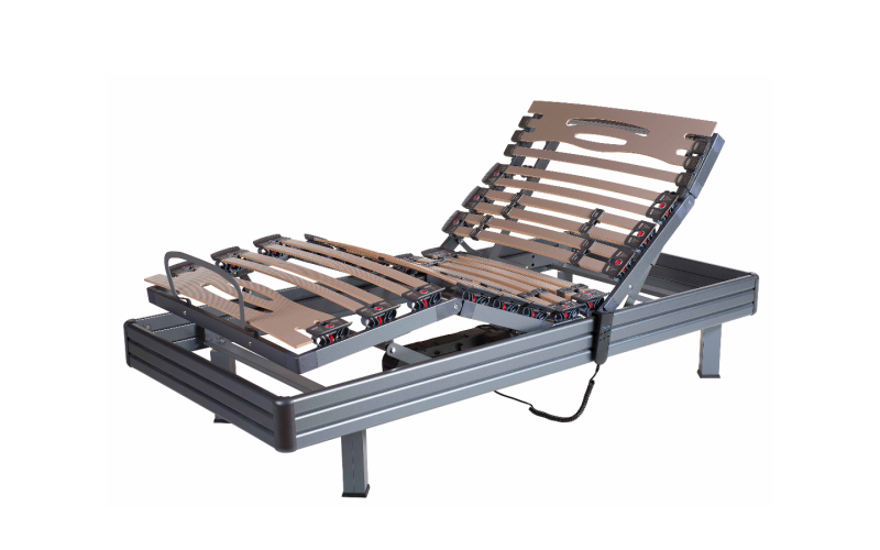 Somier articulado eléctrico Iris con Sistema Rody para mejorar el apoyo lumbar y el confort al descansar.