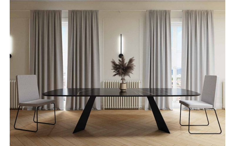 Mesa de comedor moderna Celia tapa de porcelánico con diseño elegante y minimalista Tadel Grup