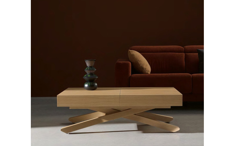 Mesa centro elevable convertible a mesa de comedor modelo long way de pemi