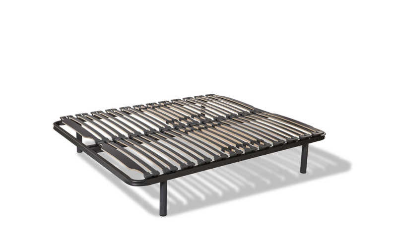 Somier Cauflot con láminas de haya mecanizadas y rótulas de caucho para un descanso más adaptable y confortable.