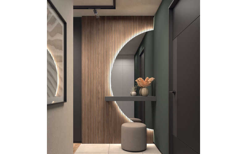 Mueble recibidor moderno con panel de franja con espejo Kazzano New Royal 208