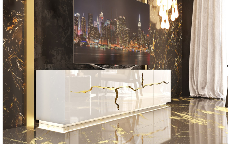 Mueble televisión moderno con luz de salón de Franco Furniture colección Luxury 03