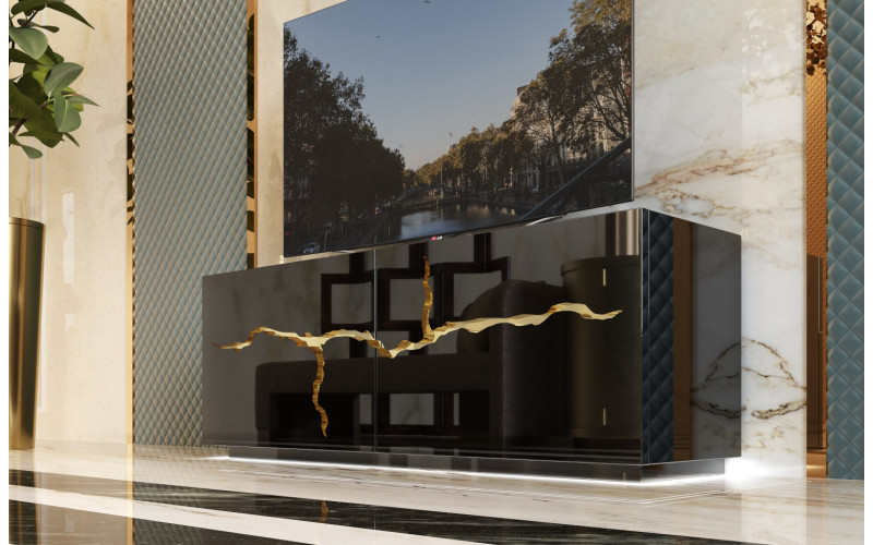 Mueble televisión moderno con luz de comedor de Franco Furniture colección Luxury 02.jpg